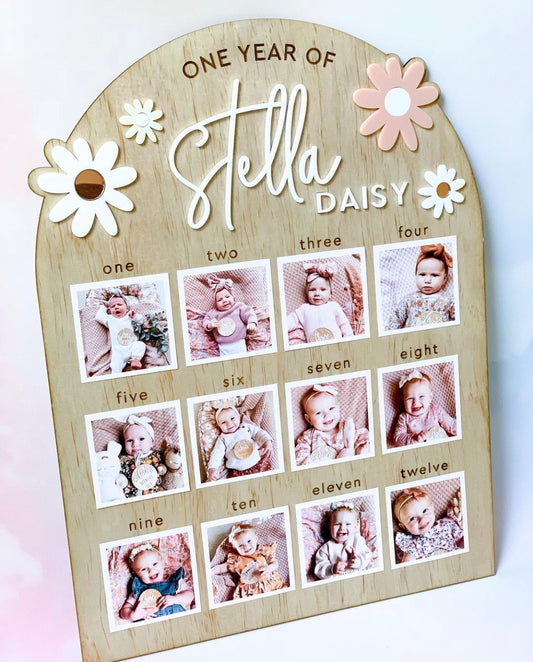Creating a first Birthday Keepsake: Baby Photo Boards with Photo Decals